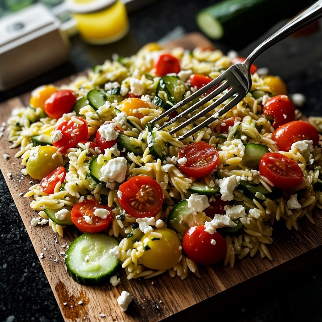 Griechischer Orzo Nudelsalat